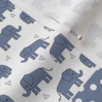 elephant quilt // patchwork cheater quilt wholecloth nursery baby blue baby boy 