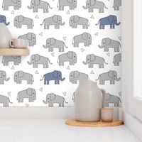 elephant // grey and blue elephants little boy baby boy nursery sweet elephants