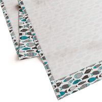 Fish Geometric Black&White Aqua Blue