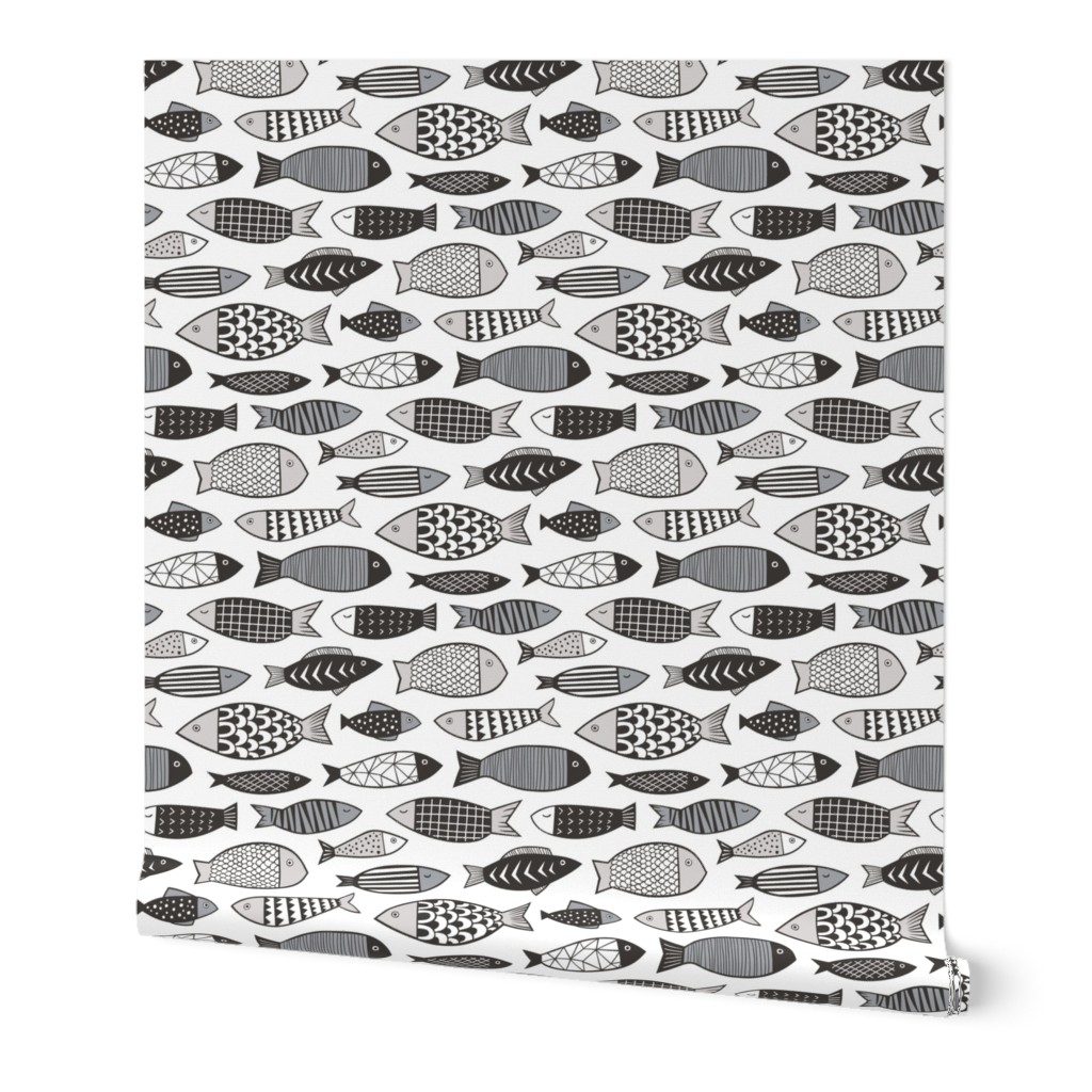 Fish Geometric Black&White Grey