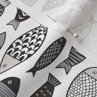 Fish Geometric Black&White Grey