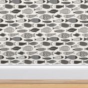 Fish Geometric Black&White Grey