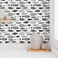 Fish Geometric Black&White Grey