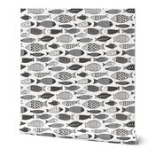 Fish Geometric Black&White Grey