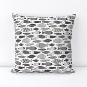 Fish Geometric Black&White Grey