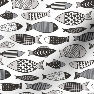 Fish Geometric Black&White Grey