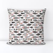 Fish Geometric Black&White Peach