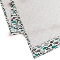 Fish Geometric Black&White Mint Green