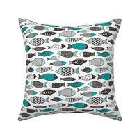 Fish Geometric Black&White Mint Green