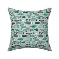 Fish Geometric Black&White on Mint Green