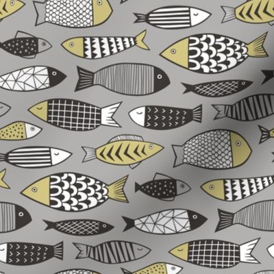 Fish Geometric Black&White on Grey