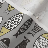 Fish Geometric Black&White on Grey