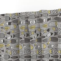 Fish Geometric Black&White on Grey