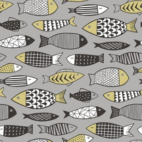 Fish Geometric Black&White on Grey