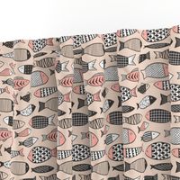 Fish Geometric Black&White on Peach