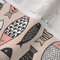 Fish Geometric Black&White on Peach