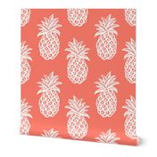 Tropical Pineapple // coral and white