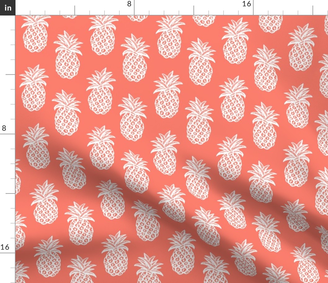 Tropical Pineapple // coral and white