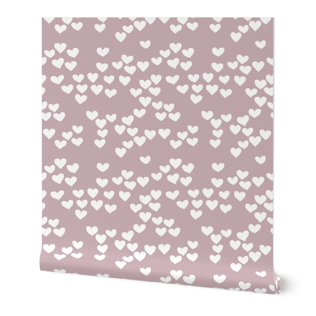 Pastel love hearts tossed hand drawn illustration pattern scandinavian style in violet XS