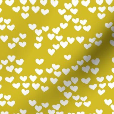 Pastel love hearts tossed hand drawn illustration pattern scandinavian style in mustard yellow XS