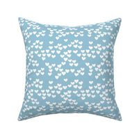 Pastel love hearts tossed hand drawn illustration pattern scandinavian style in soft winter blue XS