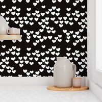 Pastel love hearts tossed hand drawn illustration pattern scandinavian style in neutral black and white XS