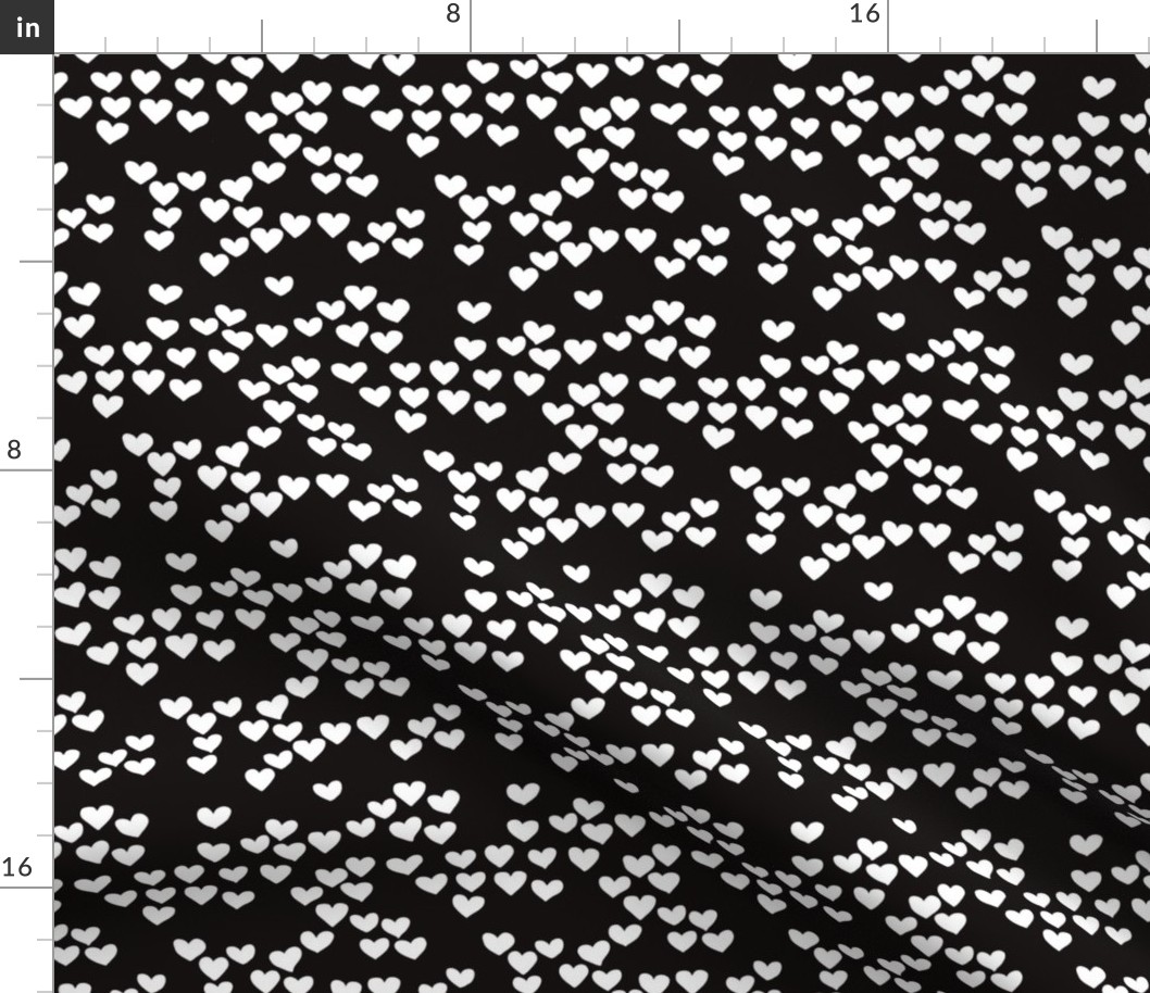 Pastel love hearts tossed hand drawn illustration pattern scandinavian style in neutral black and white XS