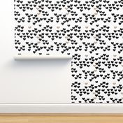 Pastel love hearts tossed hand drawn illustration pattern scandinavian style in neutral black and white ochre XS