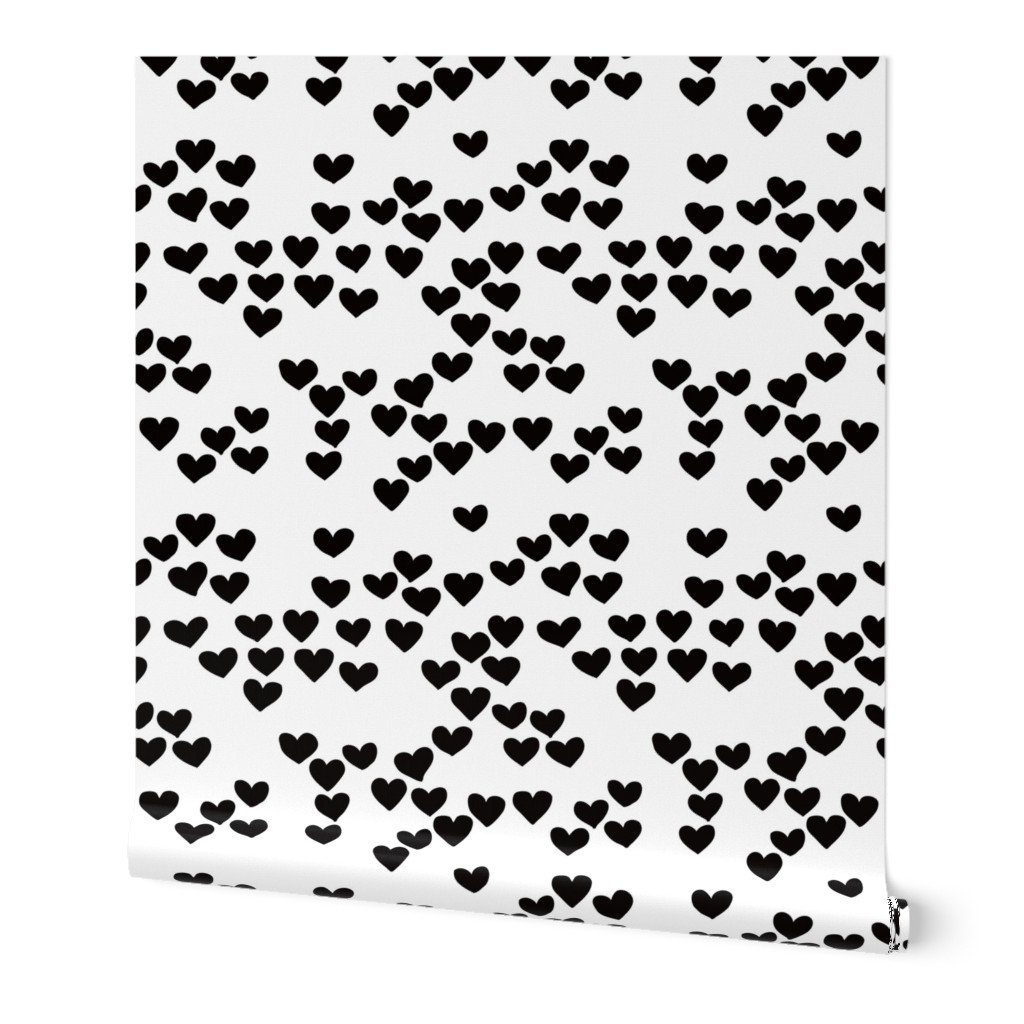 Pastel love hearts tossed hand drawn illustration pattern scandinavian style in neutral black and white XS