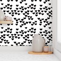 Pastel love hearts tossed hand drawn illustration pattern scandinavian style in neutral black and white XS