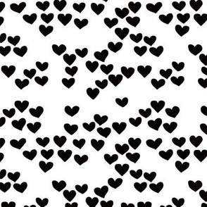 Pastel love hearts tossed hand drawn illustration pattern scandinavian style in neutral black and white XS