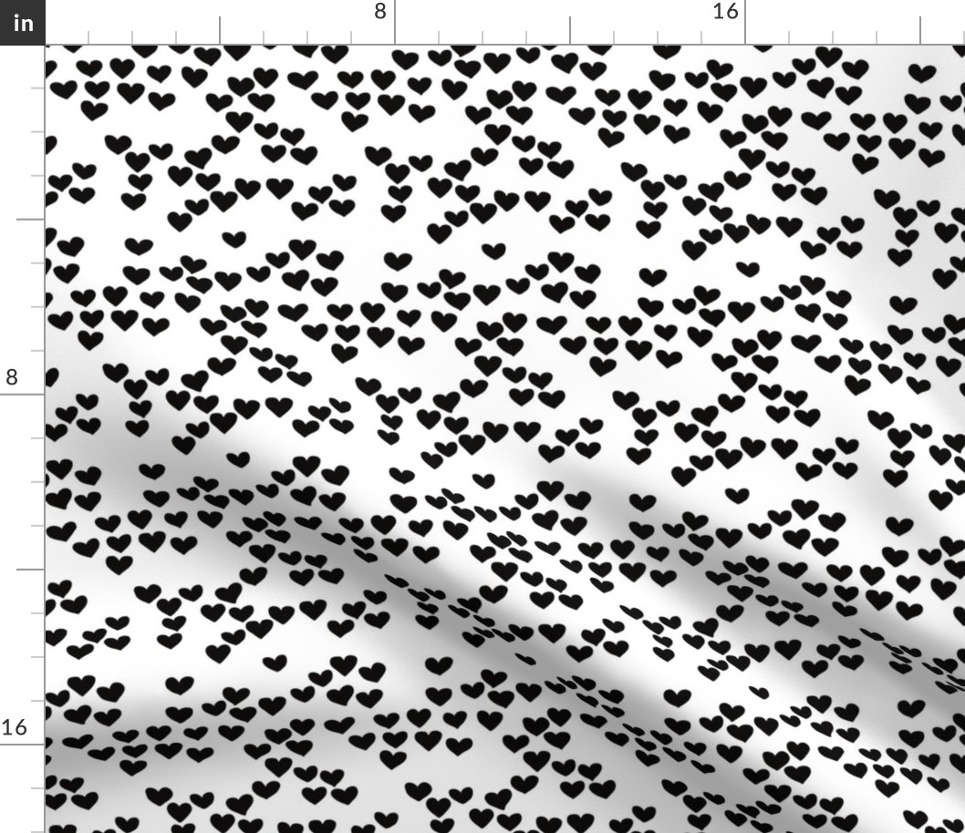 Pastel love hearts tossed hand drawn illustration pattern scandinavian style in neutral black and white XS