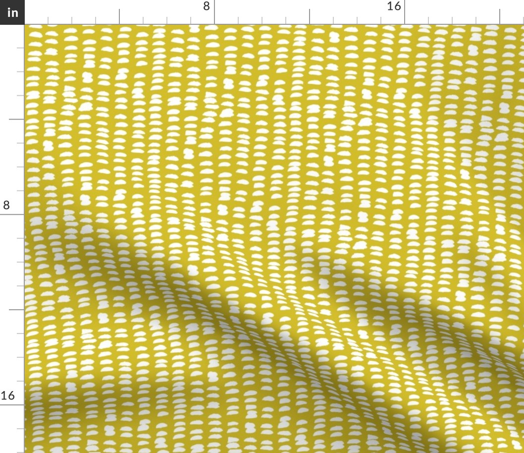 Pastel love brush strokes stripes and spots hand drawn ink illustration pattern scandinavian style in mustard yellow XS