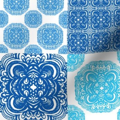 Moroccan tiles ornaments in blue and white colors