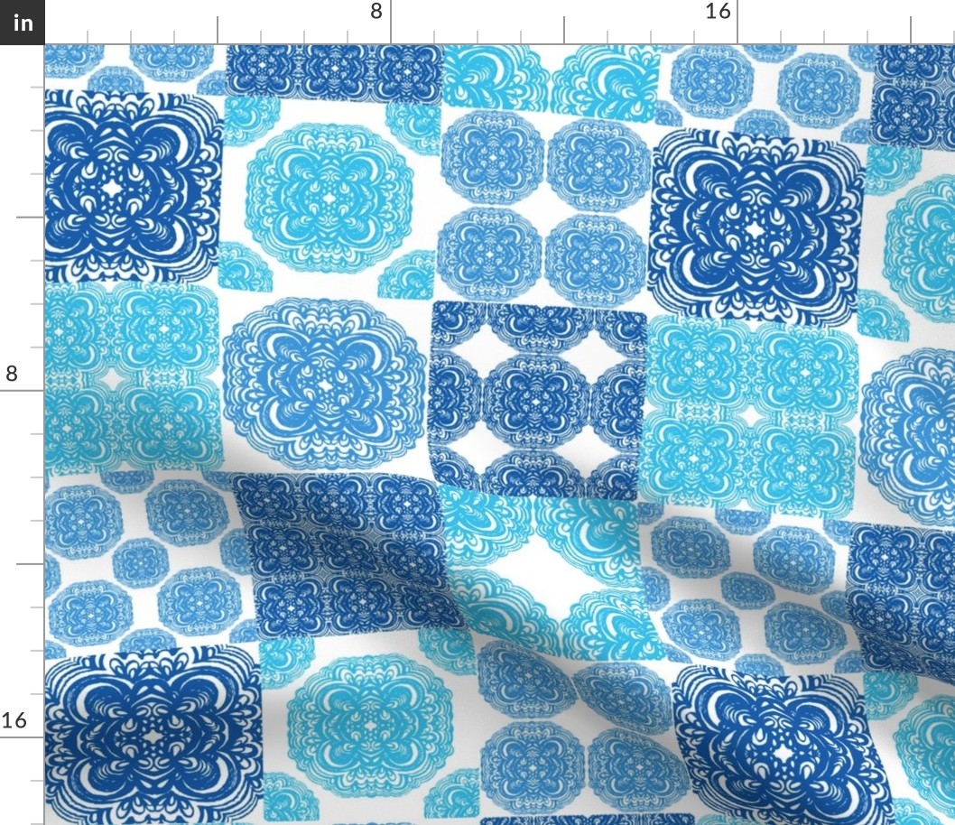 Moroccan tiles ornaments in blue and white colors