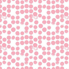 Pastel love brush circles and large dots and spots hand drawn ink illustration pattern scandinavian style in soft pink XS