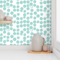 Pastel love brush circles and dots and spots hand drawn ink illustration pattern scandinavian style in soft mint XS