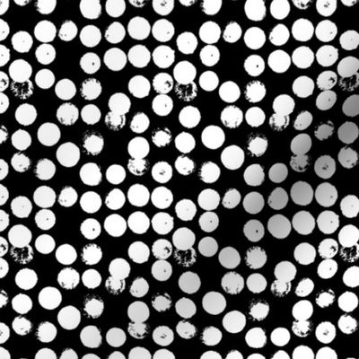 Pastel love brush circles and dots and spots hand drawn ink illustration pattern scandinavian style in black and white XS