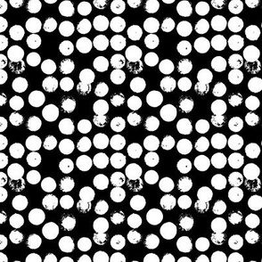 Pastel love brush circles and dots and spots hand drawn ink illustration pattern scandinavian style in black and white XS