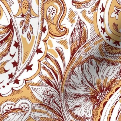 Floral Paisley - Gold