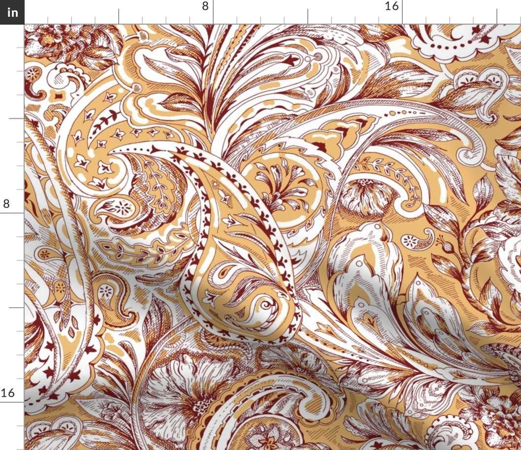 Floral Paisley - Gold