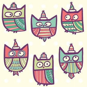 merry holiday owls