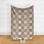 moose quilt // brown quilt squares patchwork kids baby nursery crib sheet wholecloth bedding