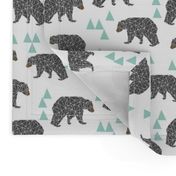 bear // mint and grey charcoal nursery kids bear triangles boys baby boy nursery kids design