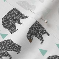 bear // mint and grey charcoal nursery kids bear triangles boys baby boy nursery kids design