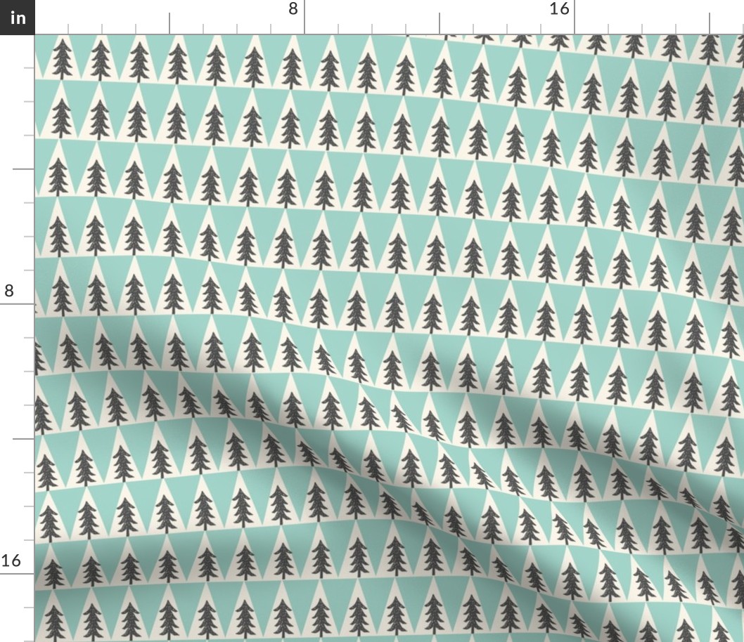 trees // forest mint and grey forest trees triangles crib bedding baby boy nursery kids