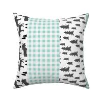 moose quilt // crib bedding baby cheater quilt wholecloth mint grey charcoal kids baby baby boy canada cute animals