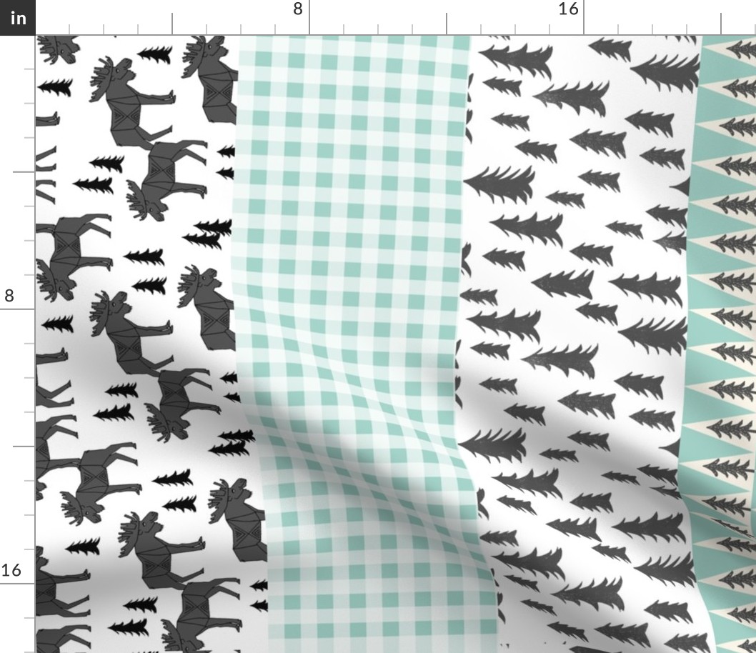 moose quilt // crib bedding baby cheater quilt wholecloth mint grey charcoal kids baby baby boy canada cute animals