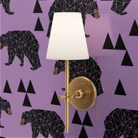 geometric bear // lilac pastel purple triangles girly woodland bear design for edgy kids illustration pattern