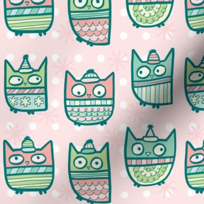 sweater owls in pink